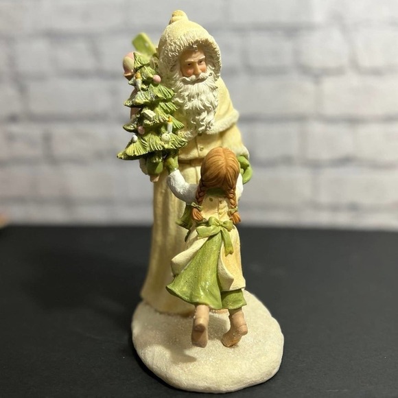 Santa And Girl White Sparkle‎ Father Christmas St Nicholas - Picture 1 of 12